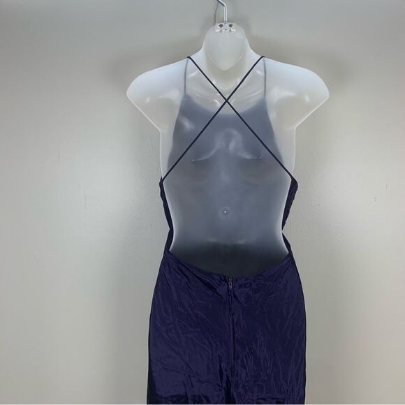 Zum Zum Purple Velvet Detail Criss Cross Open Back Prom Dress Gown size 11 / 12 - Picture 5 of 10